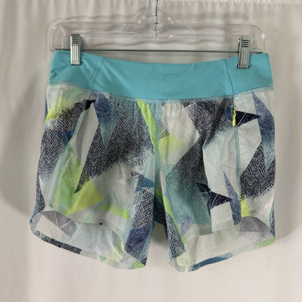 Ivivva Athletic Shorts Girls 14 Blue White Printed Lined Pockets Pull On